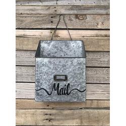 MAIL ORGANIZER WALL BUCKET Tin with Hanger *Reclaimed Rustic Distressed Metal Farmhouse Home Office Decor *Letter Bill Mailbox Magazine Post Card Envelope Paper Holder *Storage Bin *SM, MED, or LG