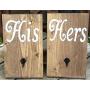His and Hers Bathroom Towel Robe Hooks - Wood Wooden Sign - Stained Rustic Two Hook Hanger - Bath Room Shower - Wedding Gift - Bridal Shower