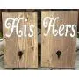 His and Hers Bathroom Towel Robe Hooks - Wood Wooden Sign - Stained Rustic Two Hook Hanger - Bath Room Shower - Wedding Gift - Bridal Shower