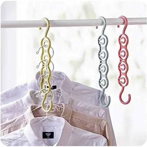 Multifunction Circle Clothes Hanger Clothes Drying Rack Plastic Scarf Hangers for Clothes Layer Storage Racks Wardrobe 10pcs Random Color