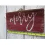 Vintage look MERRY new calligraphy Christmas Chalk Couture style old time font jute hanger antique style primitive style. weathered wood sign