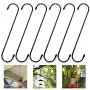 YourGift 6 Pack Extra Long S Hooks 10 inch X-Large S Shaped Hooks Heavy Duty Black Hooks for Hanging Plant, Hooks for Closet, Flower, Basket, Patio, Indoor and Outdoor Uses (6 Pack, 10 inches)