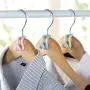 Seaskyer 15Pcs Creative Mini Flocking Clothes Hanger Home Easy Hook Closet Organizer (Green)