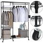 BRIAN & DANY Free-Standing Closet Garment Rack, Heavy Duty Clothes Wardrobe, Rolling Clothes Rack,Closet Storage Organizer with Hanger Bar,Contains 10 s Hooks,Black