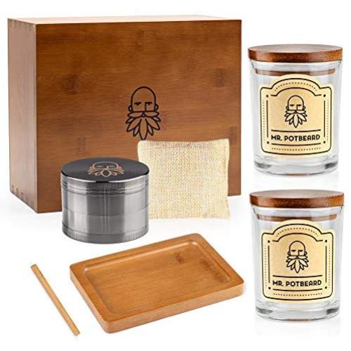 MR. POTBEARD Stash Boxes Kit with Herb Grinder, Odor Absorber, Airtight Containers, Poking Tool and Rolling Tray - Bamboo Secret Boxes - Organizer and Accessories - Includes 2 x Smell Proof Jars MR. POTBEARD Stash Boxes Kit with Herb Grinder, Odor Absorber, Airtight Containers, Poking Tool and Rolling Tray - Bamboo Secret Boxes - Organizer and Accessories - Includes 2 x Smell Proof Jars