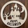 Happy Halloween Door Hanger - Spooky Halloween Door Sign - Haunted House Halloween Door Sign - Creepy Door Sign - Wood Halloween Wreath