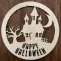 Happy Halloween Door Hanger - Spooky Halloween Door Sign - Haunted House Halloween Door Sign - Creepy Door Sign - Wood Halloween Wreath