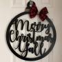Merry Christmas Yall Ornament Door Hanger - Merry Christmas Door Sign - Country Christmas Holiday Door Hanger - Red Ornament Door Hanger