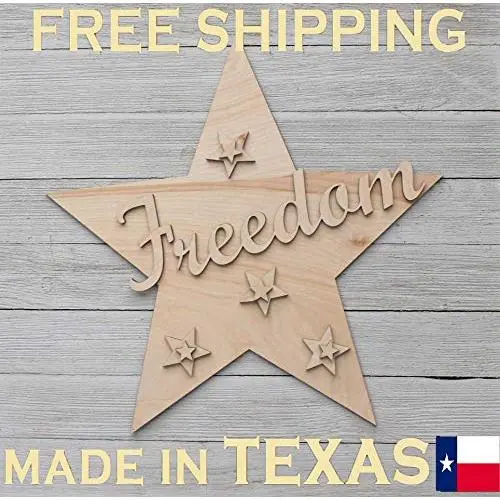 July 4th Patriotic Americana Red,White & Blue Unfinished Wood Crafts Cutouts Sign Kit Door Hanger Wreath