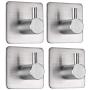 FOTYRIG Adhesive Hooks Heavy Duty Wall Hooks Hangers Non-Slip Waterproof Stainless Steel Stick on Hooks for Hanging Dog Leash, Umbrellas, Scarves,Towels, Robes, Bags, Coats, Keys -4 Packs