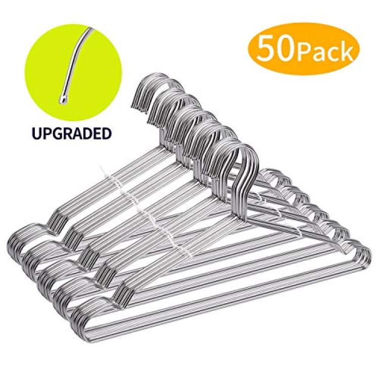 FSUTEG Coat Hangers, 40 Pack Wire Hangers Stainless Steel Metal Hangers  Heavy Duty Hangers, Ultra Thin Clothes Hangers 16.5in