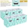 MaidMAX Cloth Storage Cubes, Cube Organizer Bins, Foldable Storage Baskets with Dual Plastic Handles for Home Office Nursery Drawers Organizers, Aqua Flower, Green, 10.5×10.5×11inches, Set of 6