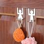 Over Cabinet Door Double Hooks, Stainless Steel Clothes Coat Hat Towel Holder Rack Hanger for Office Bathroom Kitchen (Cute Human, Set of 2)