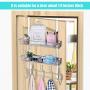 Coat Rack, MILIJIA Over The Door Hanger with Mesh Basket, Detachable Storage Shelf for Towels, Hats, Handbags, Coats (Chrome-2 Layer)