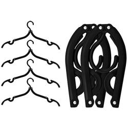 BESTOMZ 6pcs Plastic Foldable Travel Home Camping Mini Non-Slip Clothes Shirts Sweaters Dress Hanger Hook Drying Rack (Black)