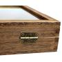 Mooca Wood Glass Top Jewelry Display Case, Wooden Jewelry Tray for Collectibles, Home Organization, Accessories Storage Boxes with Metal Clasp and Black Velvet Pad, Brown
