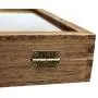 Mooca Wood Glass Top Jewelry Display Case, Wooden Jewelry Tray for Collectibles, Home Organization, Accessories Storage Boxes with Metal Clasp and Black Velvet Pad, Brown