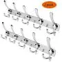 JOSHNESE Wall Mount Coat Hooks,5 Tri Hooks Heavy Duty Stainless Steel Hook Rail for Coat Hat Towel Robes Mudroom Bathroom Entryway(2 Pack,Silver JOSHNESE Wall Mount Coat Hooks,5 Tri Hooks Heavy Duty Stainless Steel Hook Rail for Coat Hat Towel Robes Mudroom Bathroom Entryway(2 Pack,Silver