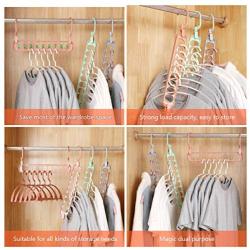 KOWTH Magic Cloth Hanger Space Saving Hangers, Multifunctional Organizer Clothes Hangers with 9 Slots Sturdy Plastic for Heavy Clothes, New Invention Anti-Skid Folding Hanger, 8PACK(Gray)