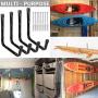 Heavy Duty Giant Garage Storage Hook Wall Mounted Utility Hanging Rack for Surfboard,Ladder,Kayak (4 Pcs Black 10" J Hook)