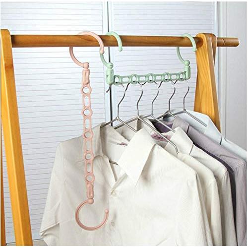 10pcs Random Color Windproof 5 Hole Magic Clothes Hanger Multifunction Clothes Holder Organizer Folding Rotating 5 in 1 Storage Coat Storage Rack