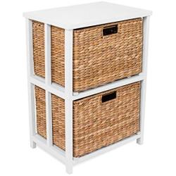 BirdRock Home Seagrass 2 Tier File Cubby Cabinet - Vertical Storage Furniture - Office Décor - Home Decorative Boxes Filing - Natural Wood - Delivered Fully Assembled - Hanging Letter and Legal