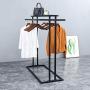 WZP Clothing Display Rack Nordic Clothing Store Display Stand,Creative Wrought Iron Double Row Coat Rack,Simple Fashion Floor Hanger Floor-Standing/Black / 120cm