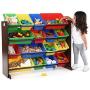 Tot Tutors Discover Collection Supersized Wood Toy Storage Organizer, Toddler, Espresso/Primary