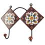 Indianshelf Handmade 1 Artistic Vintage Brown Ceramic Floral Coat Hooks Holders/Wall Hooks for Pictures