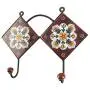 Indianshelf Handmade 1 Artistic Vintage Brown Ceramic Floral Coat Hooks Holders/Wall Hooks for Pictures