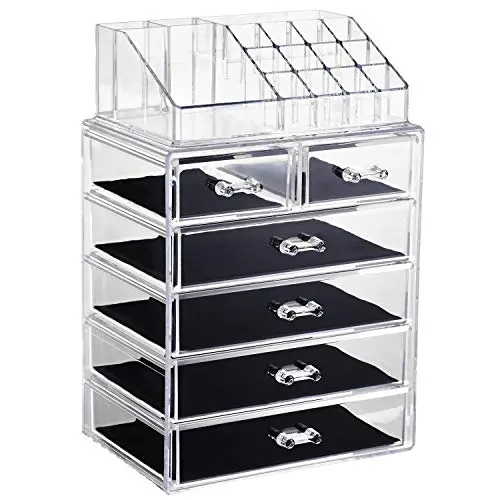 Makeup Organizer Acrylic Cosmetic with 6 Storage Drawers and Jewelry Display Boxes One-pieces Makeup Organizer Acrylic Cosmetic with 6 Storage Drawers and Jewelry Display Boxes One-pieces