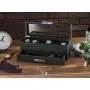 Glenor Co Watch Boxes with Valet Drawer for Men - 6 Slot Luxury Watch Case Display Organizer, Carbon Fiber Design -Metal Buckle for Mens Jewelry Watches, Mens Storage Holder Boxes has a Large Glass Top