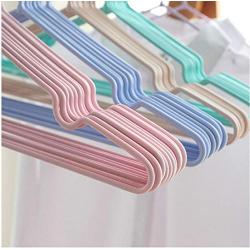 10pcs Random Color Stainless Steel Clothes Hanger Non-Slip Space Saving Clothes Hangers with Hook Closet Organizer Drying Racks