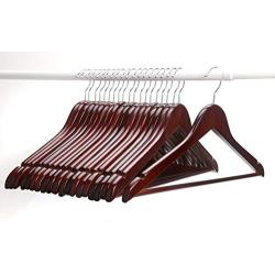 Wood Hangers , Multipurpose High-grade Solid Wood Suit Hangers,walnut Finish, Coat Hanger with Round Bar , 20-pack