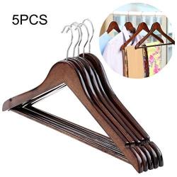 KYCPTNFJ 5 pcs Wooden Storage Trousers Coat Clothes Hanger Anti-Rust Wide Shoulder 360 Rotating Home Smooth Store for Suit Solid Wood