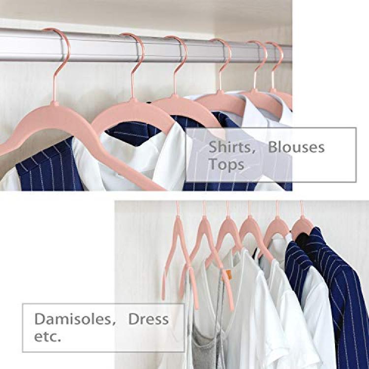 MIZGI Light Pink Velvet Hangers 60 Pack,Premium Gold Clothes