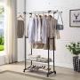 HOME BI Adjustable Garment Rack with 2 Tier Metal Shelf for Shoes Boxes, Rolling Clothes Organizer, High Capacity,Stainless Steel,Heavy Duty up to 110 pounds,Black HOME BI Adjustable Garment Rack with 2 Tier Metal Shelf for Shoes Boxes, Rolling Clothes Organizer, High Capacity,Stainless Steel,Heavy Duty up to 110 pounds,Black