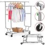 Gotobuy Heavy Duty Garment Clothes Rack Hanger Holder Double Rolling Rack