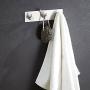 VaLaVie No Drilling Stainless Steel Towel Hook with 3M Self Adhesive Gum - Durable Hanger for Bath Robe/Coat, Kitchen Towel/Loofah (3-Hook)