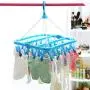 BAIYING 1pc Foldable Plastic Clothes Hanger with 32 Clips, Household Drying Rack Baby Clothes Hanger Socks Hanger Underwear Hanger for Outdoor/Indoor BAIYING 1pc Foldable Plastic Clothes Hanger with 32 Clips, Household Drying Rack Baby Clothes Hanger Socks Hanger Underwear Hanger for Outdoor/Indoor