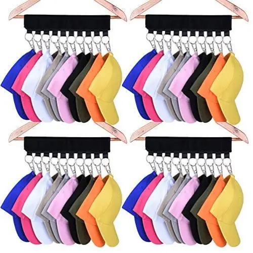 LEKUSHA 4 Pack Cap Organizer Hanger, 10 Baseball Cap Holder, Hat Organizer for Closet - Change Your Cloth Hanger to Cap Organizer Hanger - Keep Your Hats Cleaner Than a Hat Rack - Black LEKUSHA 4 Pack Cap Organizer Hanger, 10 Baseball Cap Holder, Hat Organizer for Closet - Change Your Cloth Hanger to Cap Organizer Hanger - Keep Your Hats Cleaner Than a Hat Rack - Black
