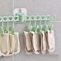 Grey990 Removable Windproof Clothes Towel Hanger Clothespin Bathroom Storage Rack with 12 Clips Green