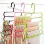 JINBEST Multi-Purpose Clothes Hanger Plastic 5 Layers Pants Trousers Hanger No Slip Storage Hanging Rack Closet Hangers (Green)
