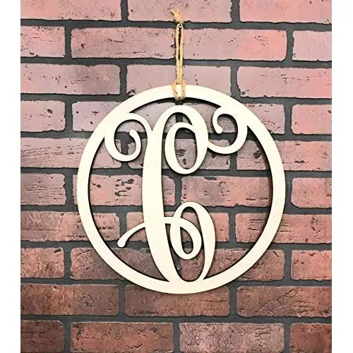 Monogram Door Hanger | Vine Letter C | Unpainted Natural Wood Finish | Great for Year Round Door Decor