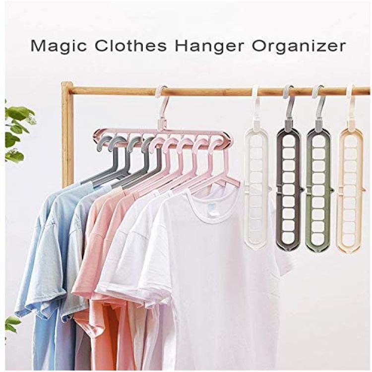 Magic Space Saving Clothes Hangers Multifunctional Smart Closet Organizer  Premium Wardrobe Clothing Cascading Hanger 9 Slots, Innovative Design for