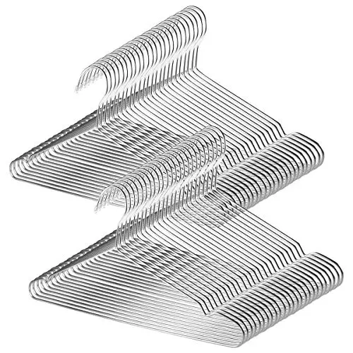 TUXWANG Metal Hangers, 50 Pack Stainless Steel Strong Wire Clothes Hangers-16.5 Inch, Silvery