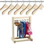 10pcs Wooden Non-Slip Space Saving Mini Laundry Hook Clothes Hangers Drying Rack for Dolls Shirts Dresses Sweaters Decoration