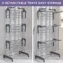 SUPJOO Clothes Drying Rack for Laundry 3 Tier,Rolling Garment Rack with Foldable Wings,Collapsable Standing Rack for Indoor/Outdoor,Heavyduty Stainless Steel Dryer Hanger Stand Rail - Gray (Gray)