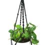 Macrame Plant Hanger & Holder, Hanging Planter 4 Legs Double Deck For 8 inch to 10 inch Two Pots Indoor Outdoor Hanging Planter Hemp Rope 67 Inch with Metal ring (Cotton-Black)