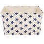 White Star Canvas Storage Basket Boxes for Household Storage with Blue Stars. 16.5in x 12.5in x 7.5in White Star Canvas Storage Basket Boxes for Household Storage with Blue Stars. 16.5in x 12.5in x 7.5in